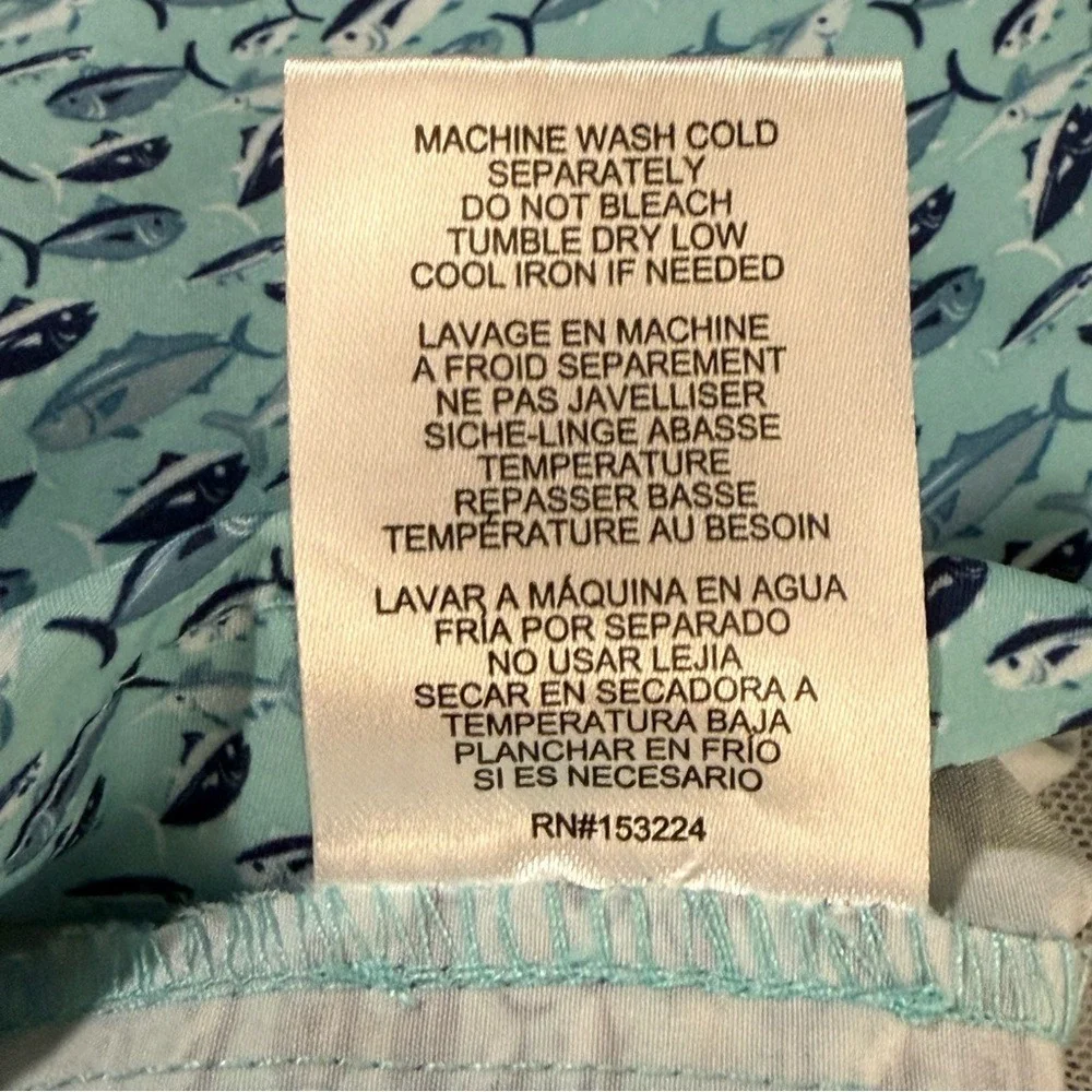 Rainforest Mens Blue Tuna Fish Print Swim Trunks Board Shorts Mesh Lined Small